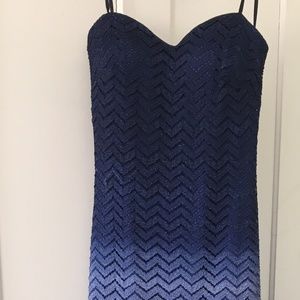 Blue Ombre Strapless Betsy & Adam Prom Dress